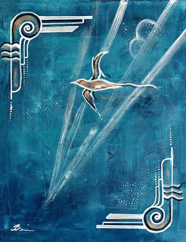Art deco Swallow  by AngelaBissonStudio